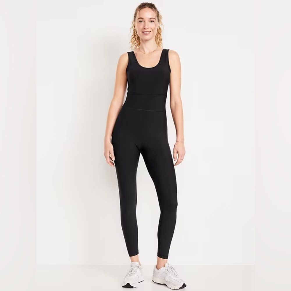NWT! Old Navy Black PowerSoft Open-Back 7/8 Bodysuit - Size Large Tall #662701🪽